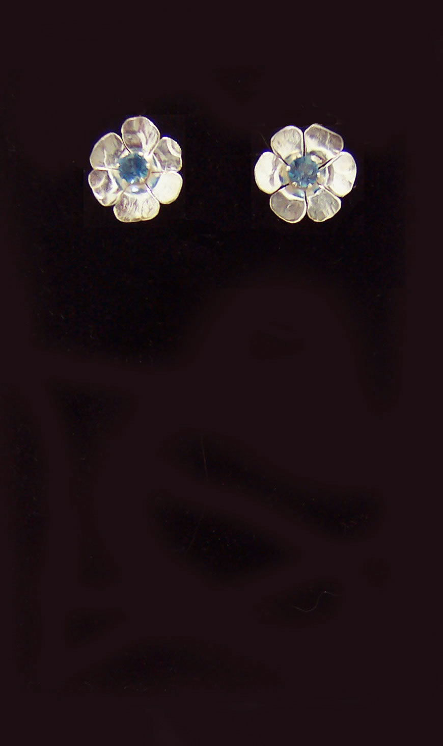 Oxidised Silver and Topaz Stud Earrings